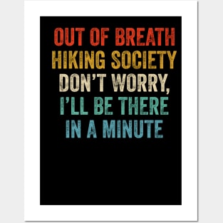 Vintage Hiker Out Of Breath Hiking Society Posters and Art